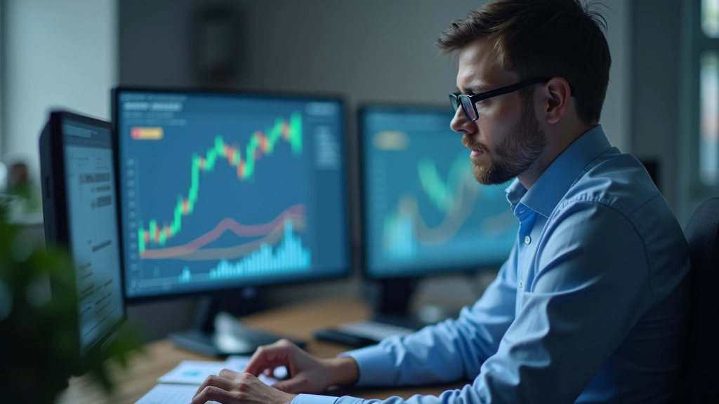 Finanzanalyst bei der Überprüfung von internationalen Wirtschaftsdaten und Vergleichscharts auf Bildschirm