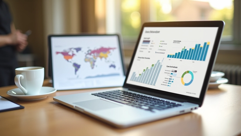 Laptop-Bildschirm mit Budgetkalkulationen und Finanzdiagrammen zur Haushaltsplanung